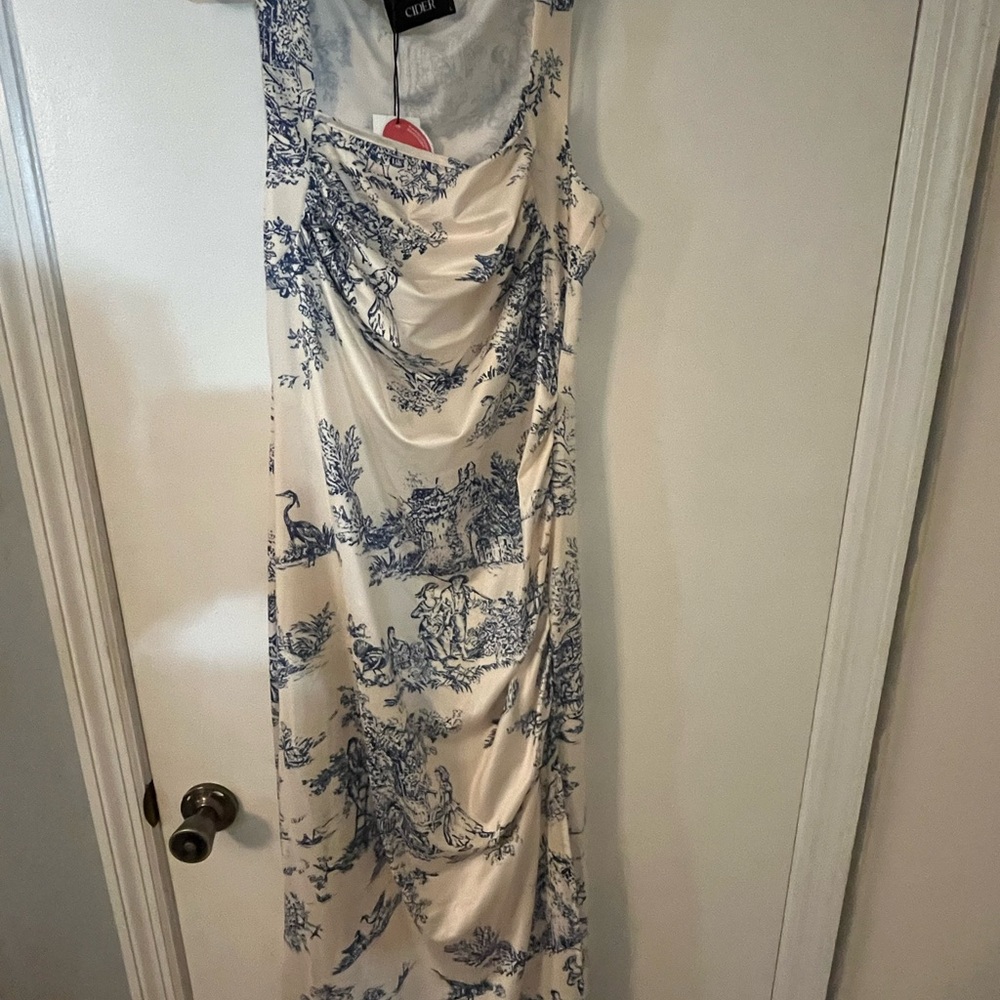 Cider Cream and Blue Maxi Dress